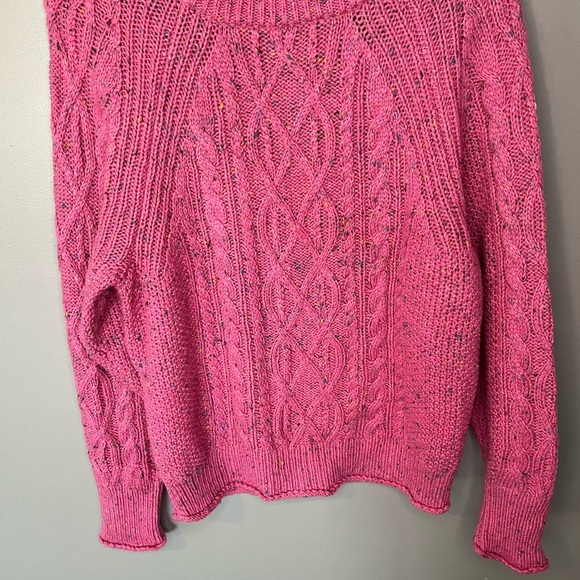 J. Crew Donegal Pink Speckled Cable Knit Pullover Sweater - Picture 5 of 10